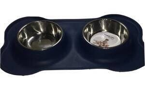 Vivaglory Dog Stainless Steel Water & Food Bowl Pet Cat Feeder With Silicone Mat